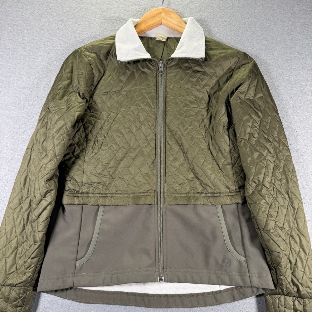 Mountain Hardwear Quilted Softshell Jacket Womens XS Olive Green Full Zip Layer